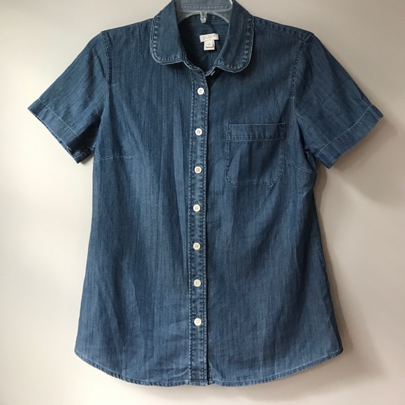 J. Crew chambray Denim short sleeve button up - Picture 1 of 7